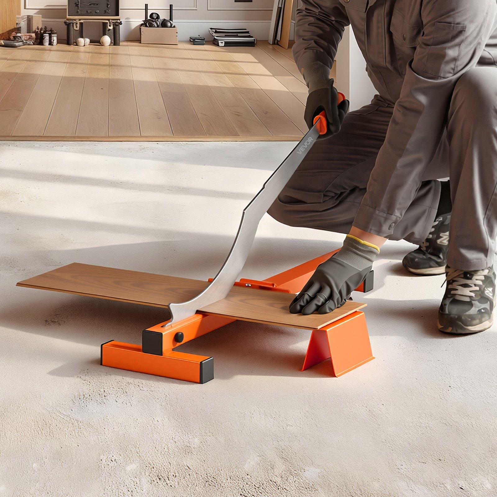 VEVOR 12 inch Vinyl Floor Cutter, 10mm Thick Laminate Flooring Cutter with Cutting Angle Guide, Rubber Handle, Honing Stone, D2 Steel Blade for Cutting Laminate, Vinyl, Home Renovation VEVOR 12 inch Vinyl Floor Cutter, 10mm Thick Laminate Flooring Cutter with Cutting Angle Guide, Rubber Handle, Honing Stone, D2 Steel Blade for Cutting Laminate, Vinyl, Home Renovation