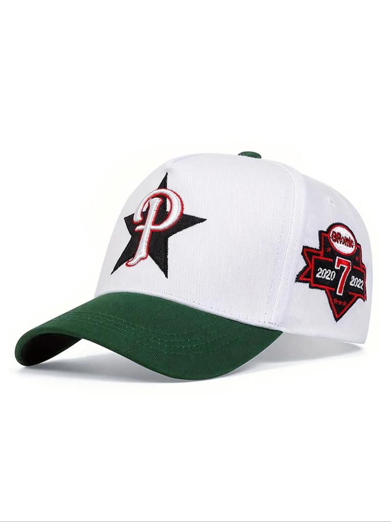 Five-pointed Star & Letter Embroidering Baseball Cap, Outdoor Sun Protection Hat, Adjustable Casual Trucker Hat for Men & Women, Fashion Accessories for Daily Wear