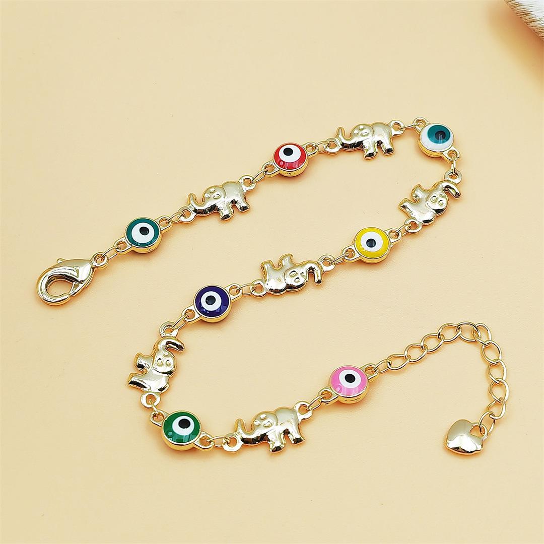 Boho Multicolor Evil Eye Bracelet for Women 18K Gold Plated Copper Chain Dainty Stackable Jewelry Trendy Aesthetic Accessory for Daily Wear Vacation Party Beach Outfits & Birthday Gifts