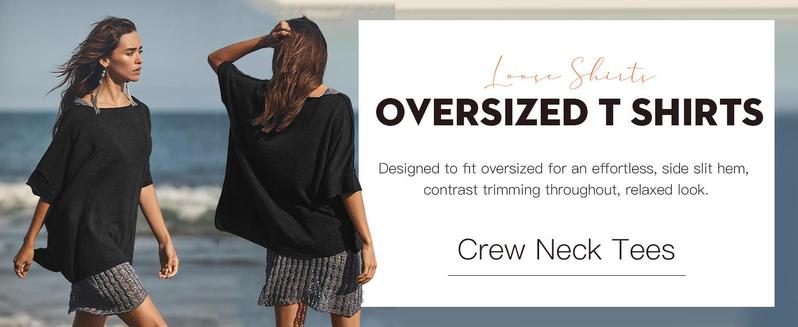 【NEW】Imily Bela Women's Oversized T Shirts Casual Summer Crew Neck Loose Dropped Short Sleeve Side Slit Hem Blouse Tunic Tops Comfort 【NEW】Imily Bela Women's Oversized T Shirts Casual Summer Crew Neck Loose Dropped Short Sleeve Side Slit Hem Blouse Tunic Tops Comfort