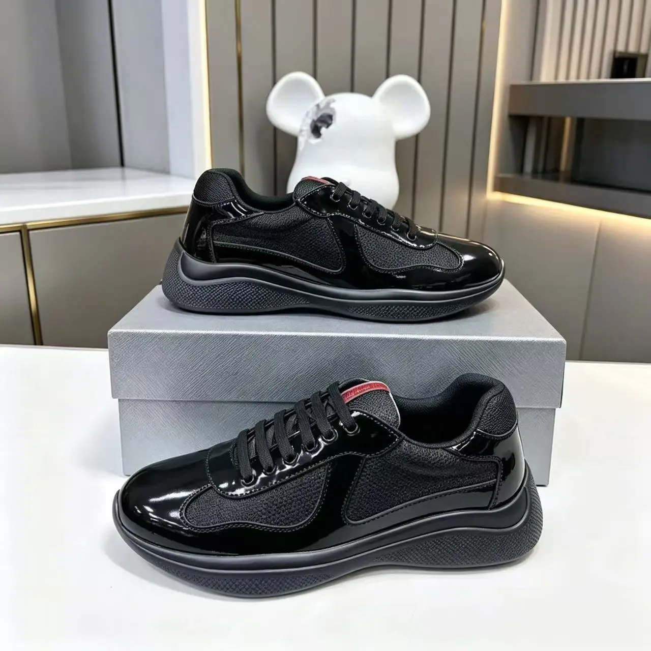 Men's Black Patent Leather Casual Sneakers| These black patent leather sneakers look way more expensive than they are.👞 Comfortable, non-slip, and go with everything.Your new daily driver."