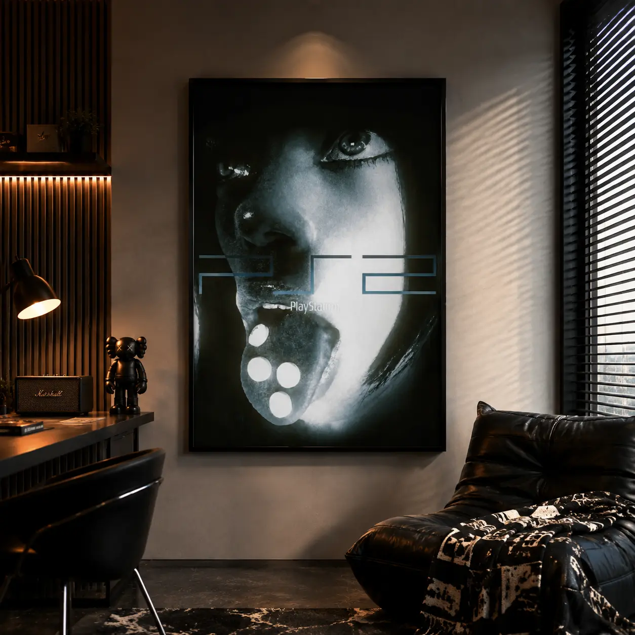 Y2K Futuristic Wall Art Abstract Portrait Canvas Print Retro Digital Artwork Cyber Aesthetic Decor for Bedroom Gaming Room Apartment