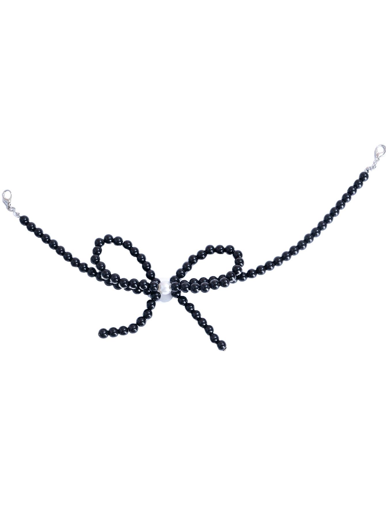 Small-scale yet versatile pearl bow baseball cap accessory, colorful dopamine hat chain, high-end and glittering small-scale design cross pendant necklace, shiny collar chain, women's accessory