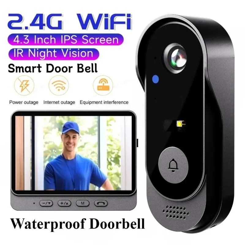 X8 Wireless Doorbell Camera, Rechargeable 2.4G WiFi Smart Video Doorbell, Modern Home Security System Doorbell with Night Vision, Private Two-Way Audio Intercom, Waterproof Surveillance Security Camera