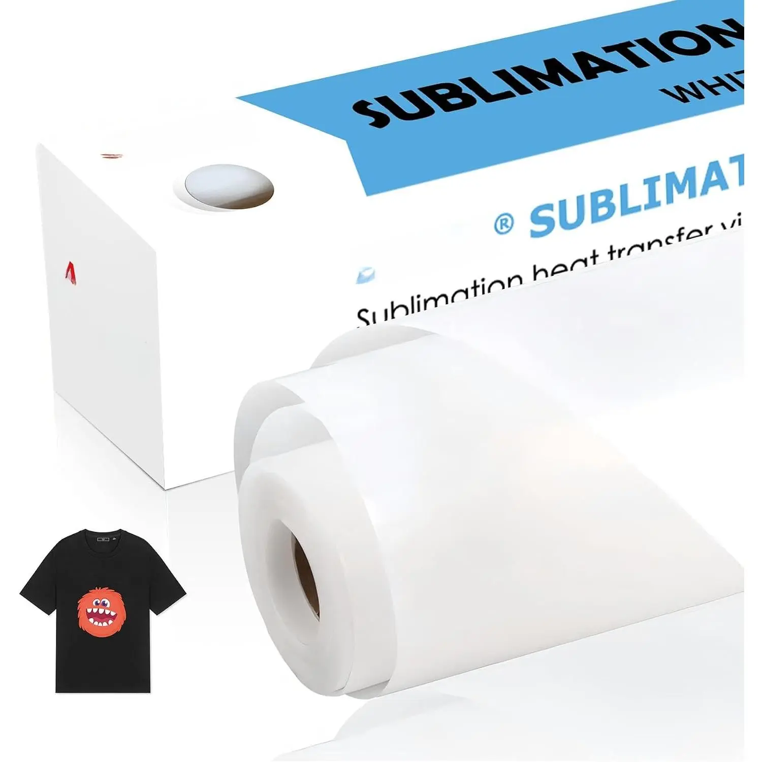 Sublimation HTV for Dark and Light Fabric, 12" X 10FT Matte Sublimation Vinyl, White HTV Vinyl for Sublimation   Fabric - T-Shirt, Pillow, Bag
