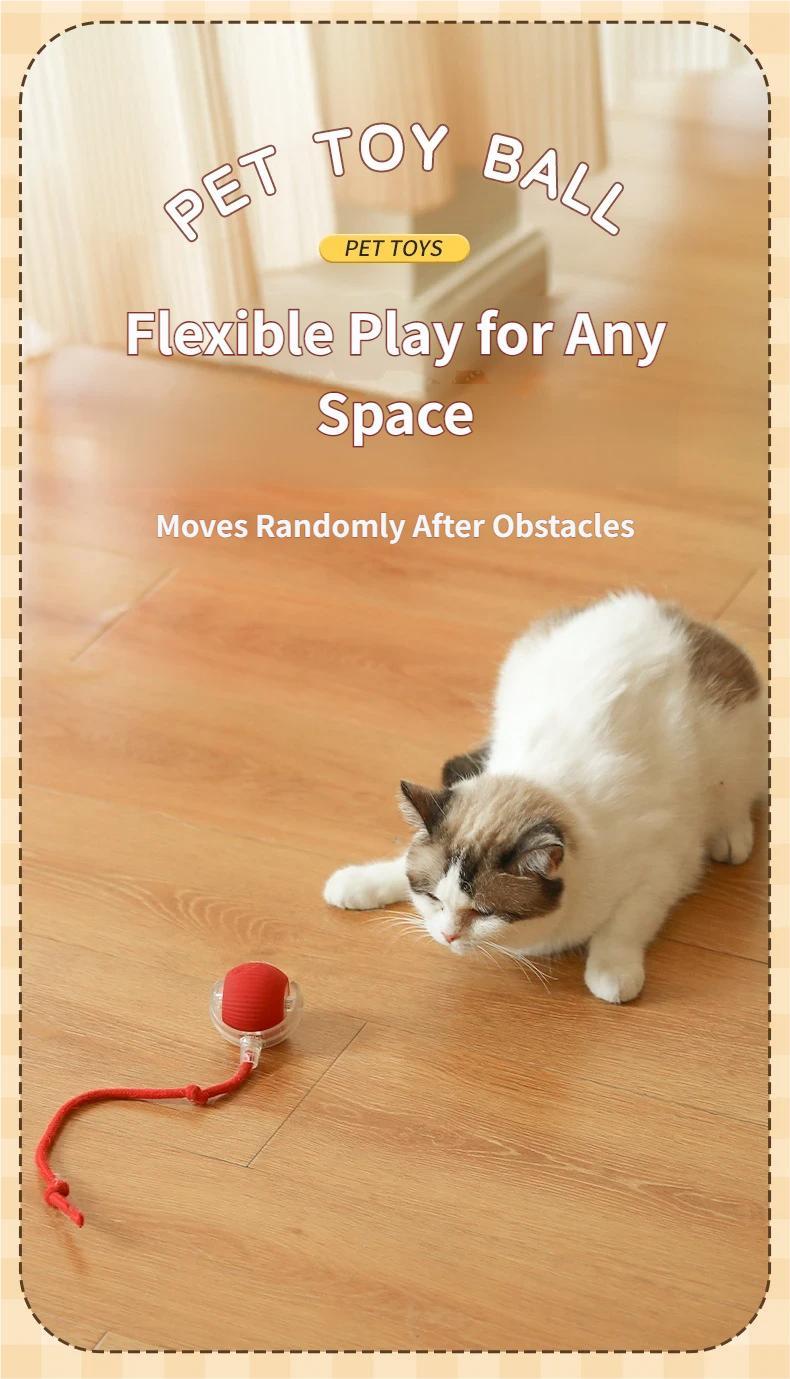 Interactive Cat Toy Ball, Automatic Rolling Pet Toy with Tail, Smart Obstacle Avoidance Cat Toy, Rechargeable Kitten & Small Dog Toy, Keeps Cats Busy, Indoor Self Play, Bite Resistant Silicone, Quiet and Easy to Clean
