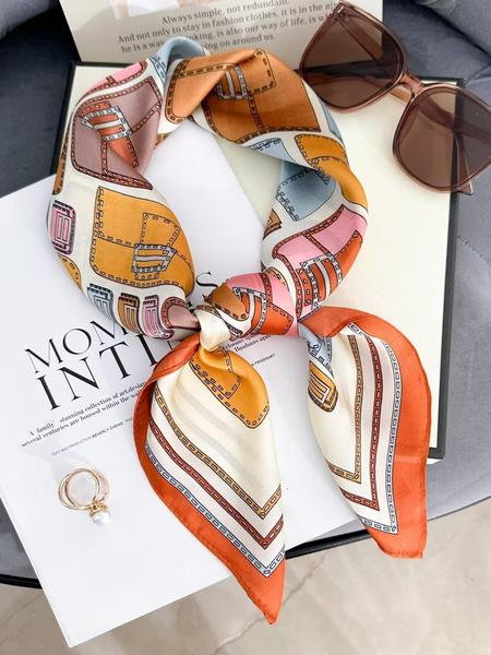 70cm Women's Bag Pattern Printed Scarf, Stylish Neck Decoration, Versatile Hairband and Belt for Spring & Fall Fashion, Fashion Hair Scarves