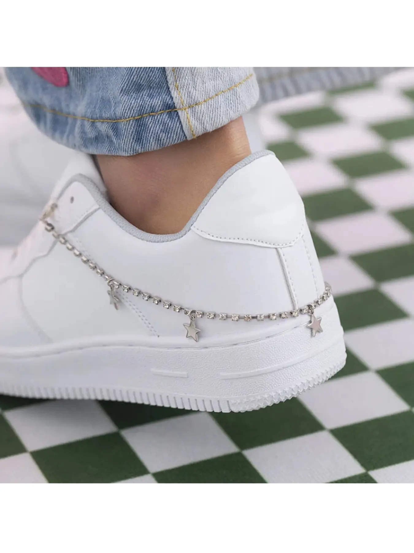 Fashion Dual-Layer Shoe Chain, Canvas Shoe Laces, Simple Hip-Hop Style, Metal Heart Pentagon Star Shoe Chain, All Seasons Punk Style