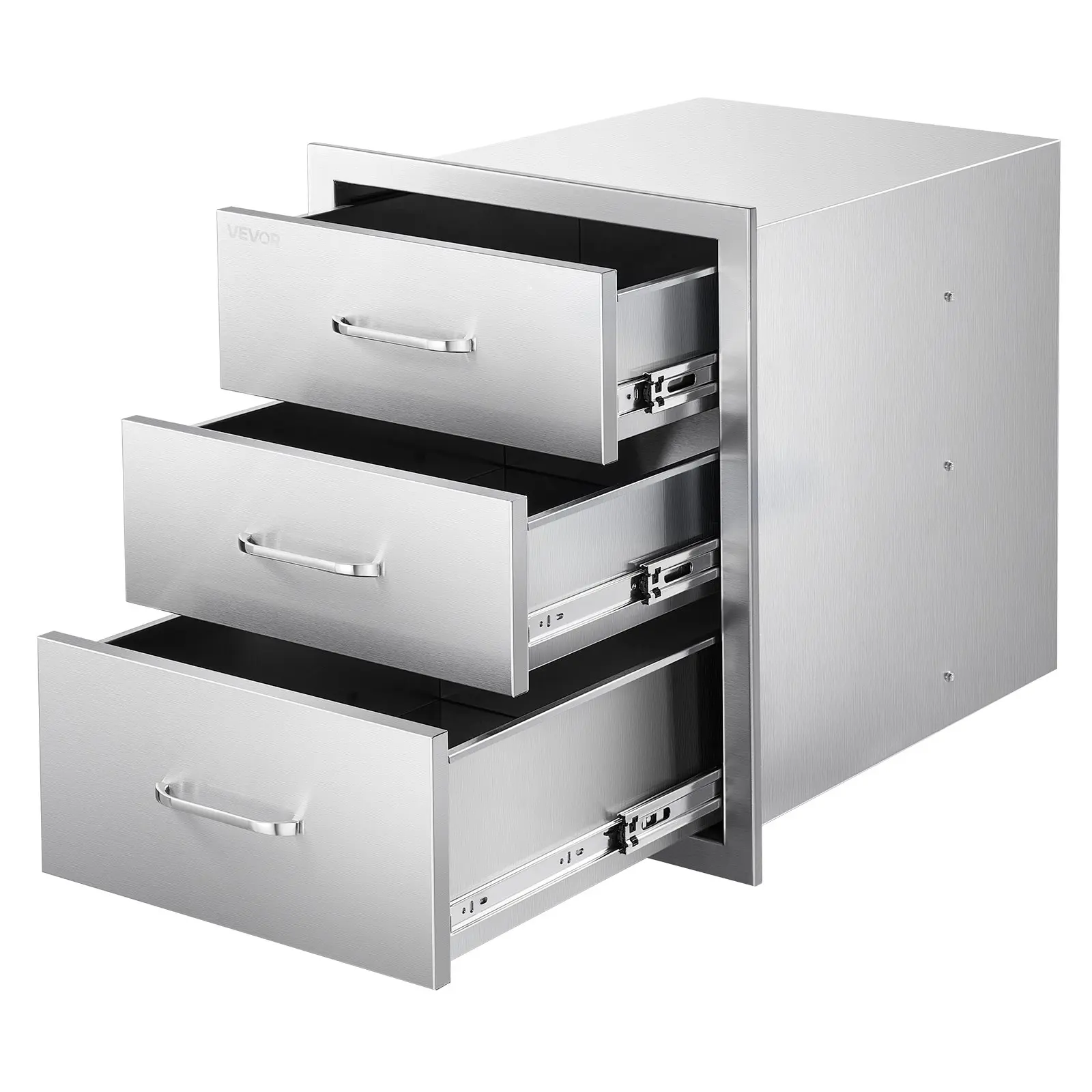 VEVOR Outdoor Kitchen Drawers 18.11"W x 23.23"D x 23.23"H, Triple-Access Stainless Steel BBQ Drawers with Handles, BBQ Island Drawer for Outdoor Kitchens or Barbeque Island Patio Grill Station