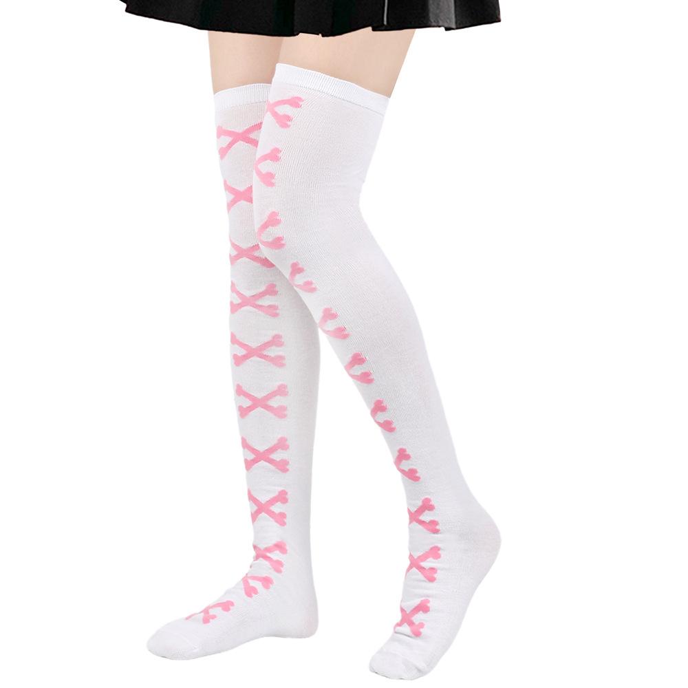 3 pairs Over-The-Knee Black White Pink Lolita Stockings