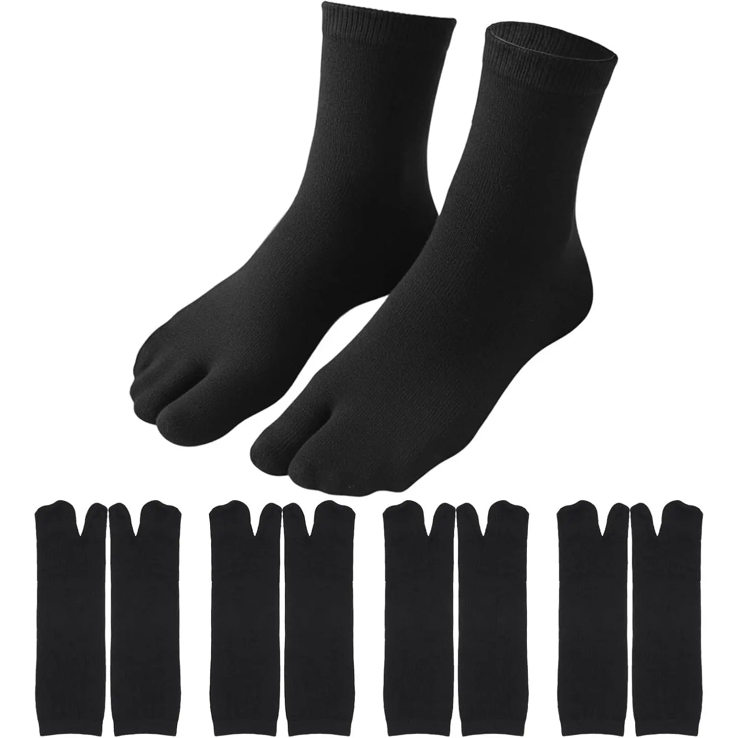 4 Pairs Tabi Split Toe Socks for Men and Women - Low-Cut / Crew Stretch Comfort Flip Flop Socks(Gift)