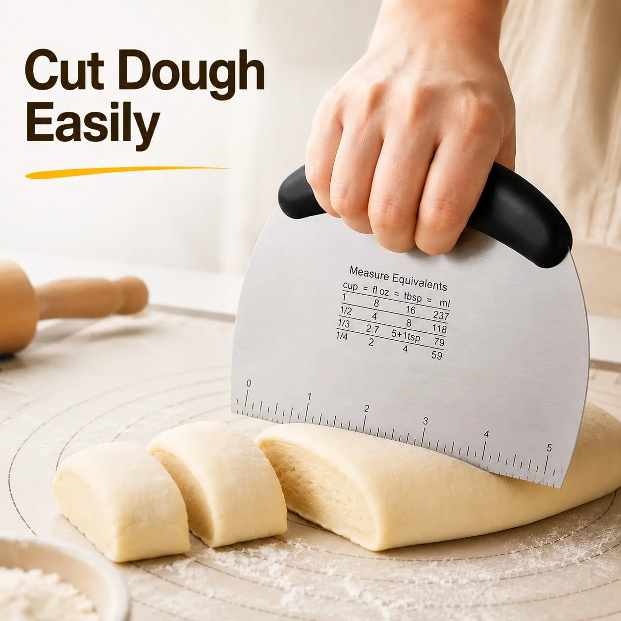 Stainless Steel Dough Scraper, Food Grade Cutting Tool, Pastry Slicer, Sourdough Slicer, Bread Divider, Kitchen Baking Essential, Kitchen Baking Gadget, Home Cooking Utensil, Baking Utensils, Cooking Tools, Kitchen Tools