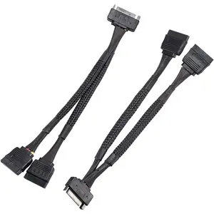 2 Pack 6-Inch/15cm SATA 15 Pin Male to 2xSATA 15 Pin Female Y-Splitter Extension Power Cable for SSD HDD Hard Drive