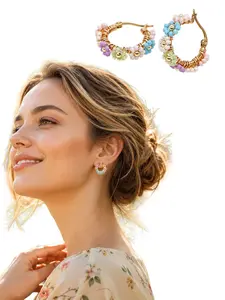 2pcs Bohemian Multicolor Seed Bead Daisy Earrings, minimalist distinctive floral ear ornaments for women, seamless daily outfit matching, easy pouch storage, vibrant boho ear decor for beach trips, casual gatherings and delicate wearable gifts