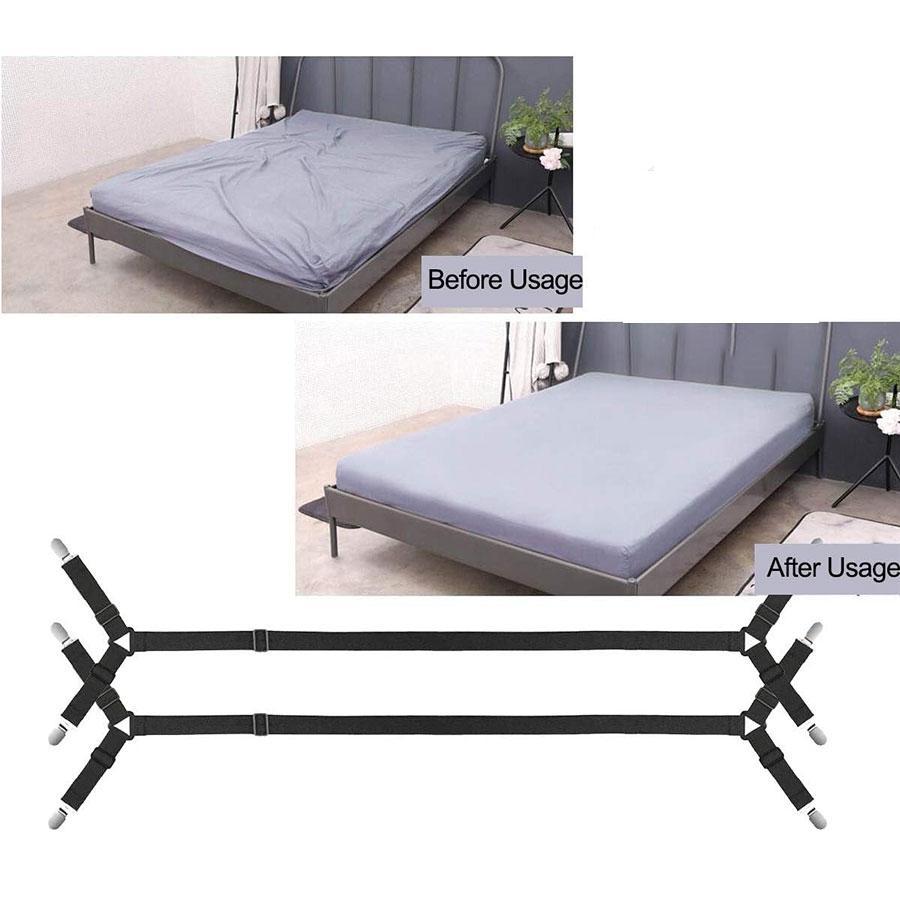 Bed Sheet Holder Strap, Bed Sheet Straps, 2 Counts Adjustable Bed Sheet Fastener, Bedding Accessories for Home Bedroom Hotel Dormitory