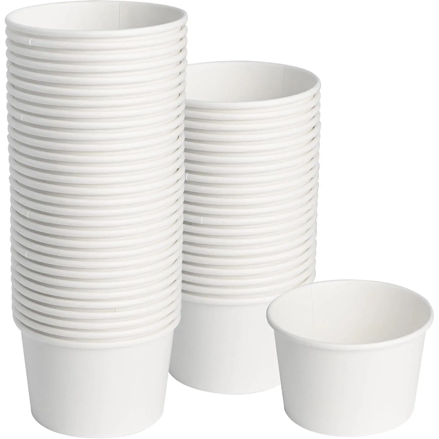 Paper Ice Cream Cups, 50pcs 8oz Disposable Dessert Bowls for Hot or Cold Food, Lids Not Included, Paper Snack Containers for Sundae, Frozen Yogurt, Soup (White)