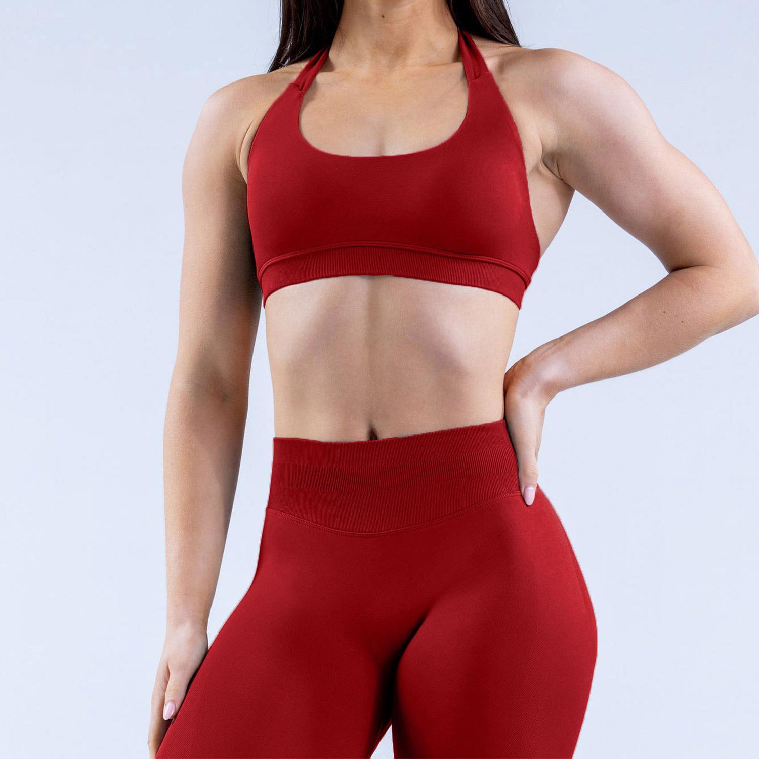 Women's Quick Dry High Waisted Yoga Pants Set Sports Bra With Adjustable Straps & Padded Cups, Macaron Color Activewear 2 Piece Women's Quick Dry High Waisted Yoga Pants Set Sports Bra With Adjustable Straps & Padded Cups, Macaron Color Activewear 2 Piece