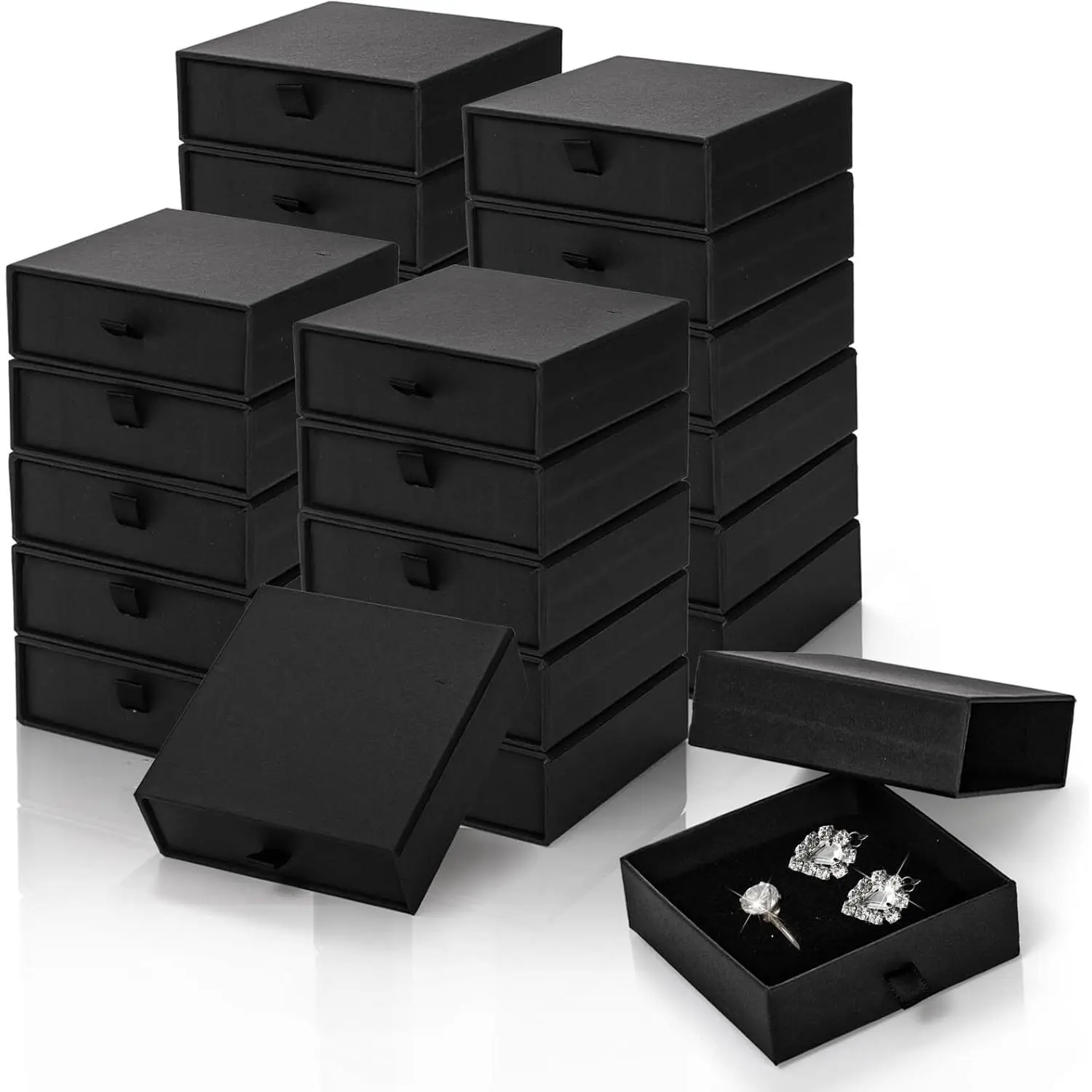 24 Pack   Boxes, 3.5x3.5x1.2 Inch Cardboard  Packaging Box with Lid, Small Storage Display Case Bulk for Necklaces, Bracelets, Earrings, Valentine's Day