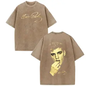 100% Cotton Washed Elvis Presley T-shirt Double-sided printing Casual Streetwear Style T-Shirt Signature Design Summer Wear Gift For Music Fans And Fashion Lovers # Elvis Presley # Memphis Flash # biopic # music legend # The Hillbilly Cat