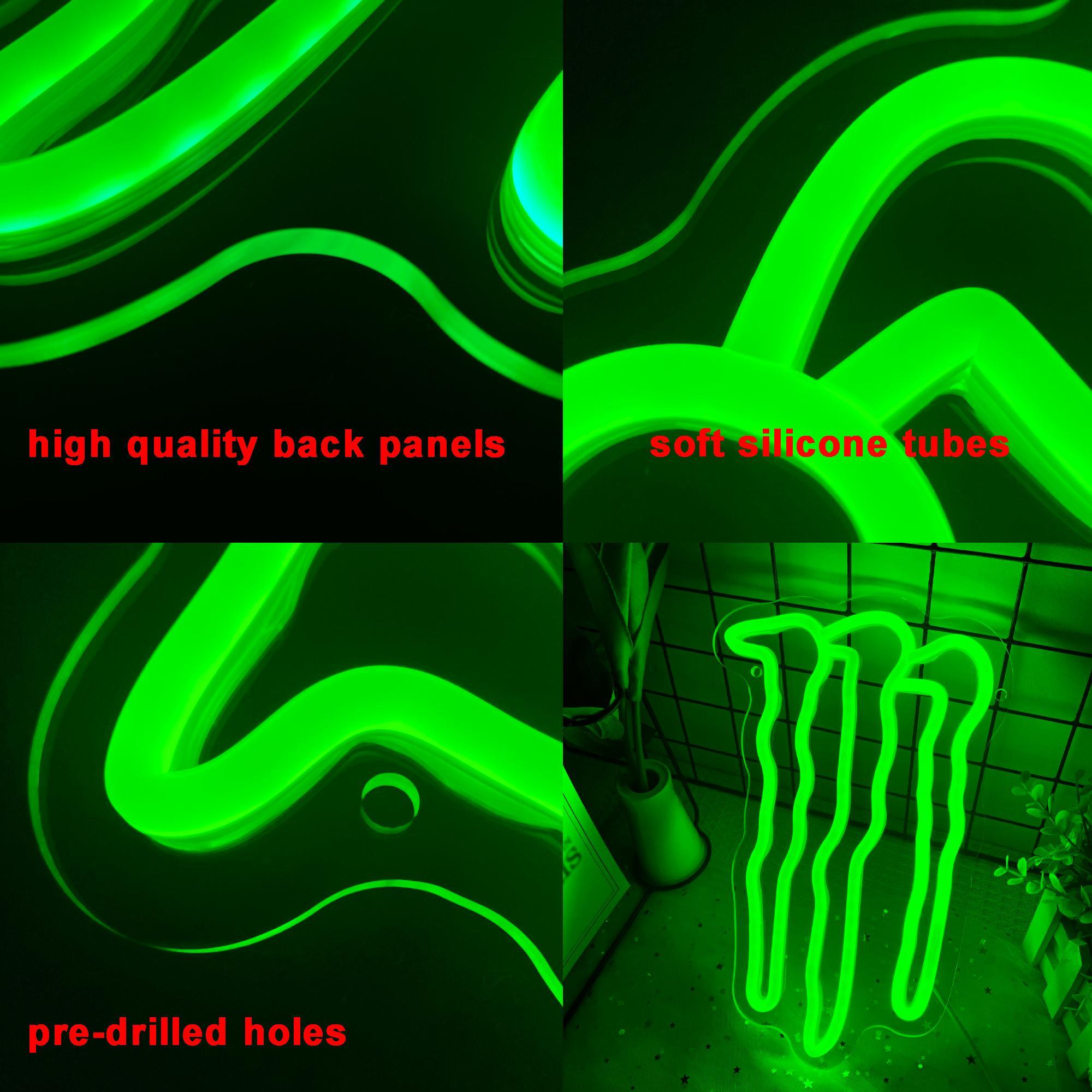 Green Monster Neon Sign, Monster Claw Scratch Shaped Light up LED