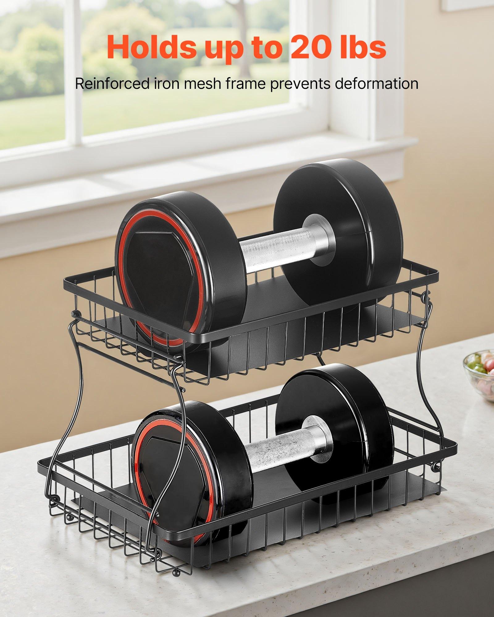 2 Tier Fruit Basket Bowl Kitchen Countertop Storage Stand Holder Banana Hanger