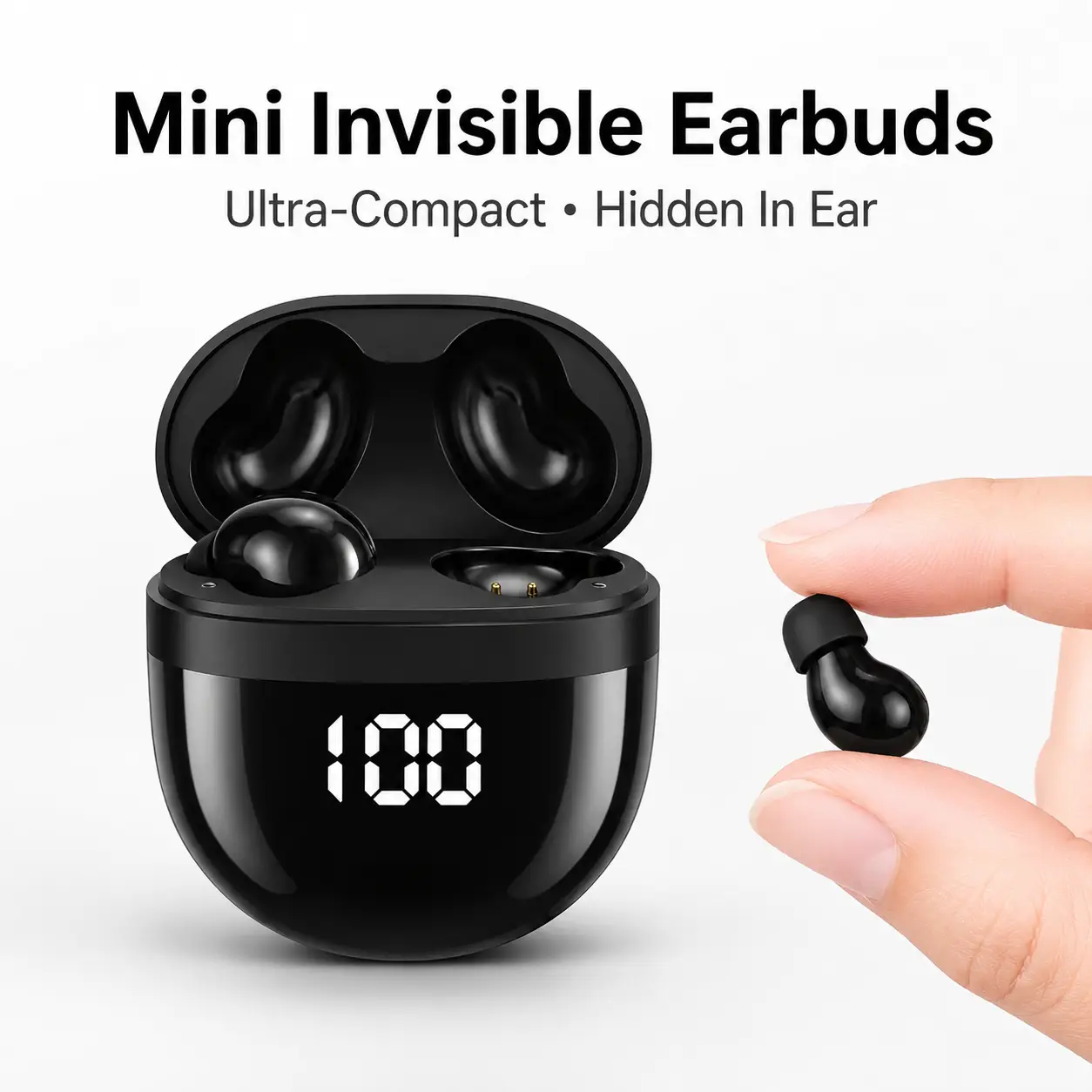 Mini Invisible Sleep Earbuds, Ultra-Thin Wireless Bluetooth Earphones for Side Sleepers, Discreet Office Listening, Long Battery Life with Charging Case