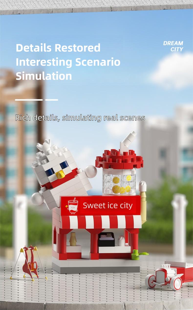 Compatible with Lego, Internet Celebrity Street Scene Commercial Street Building Blocks, Children's Assembly Toys, Micro Particles, School Gifts