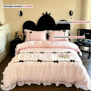 3pcs Princess Style Bedding Set, 1 Duvet Cover + 2 Pillowcases,without any filling, Single Twin Double Queen Size, All Seasons Use