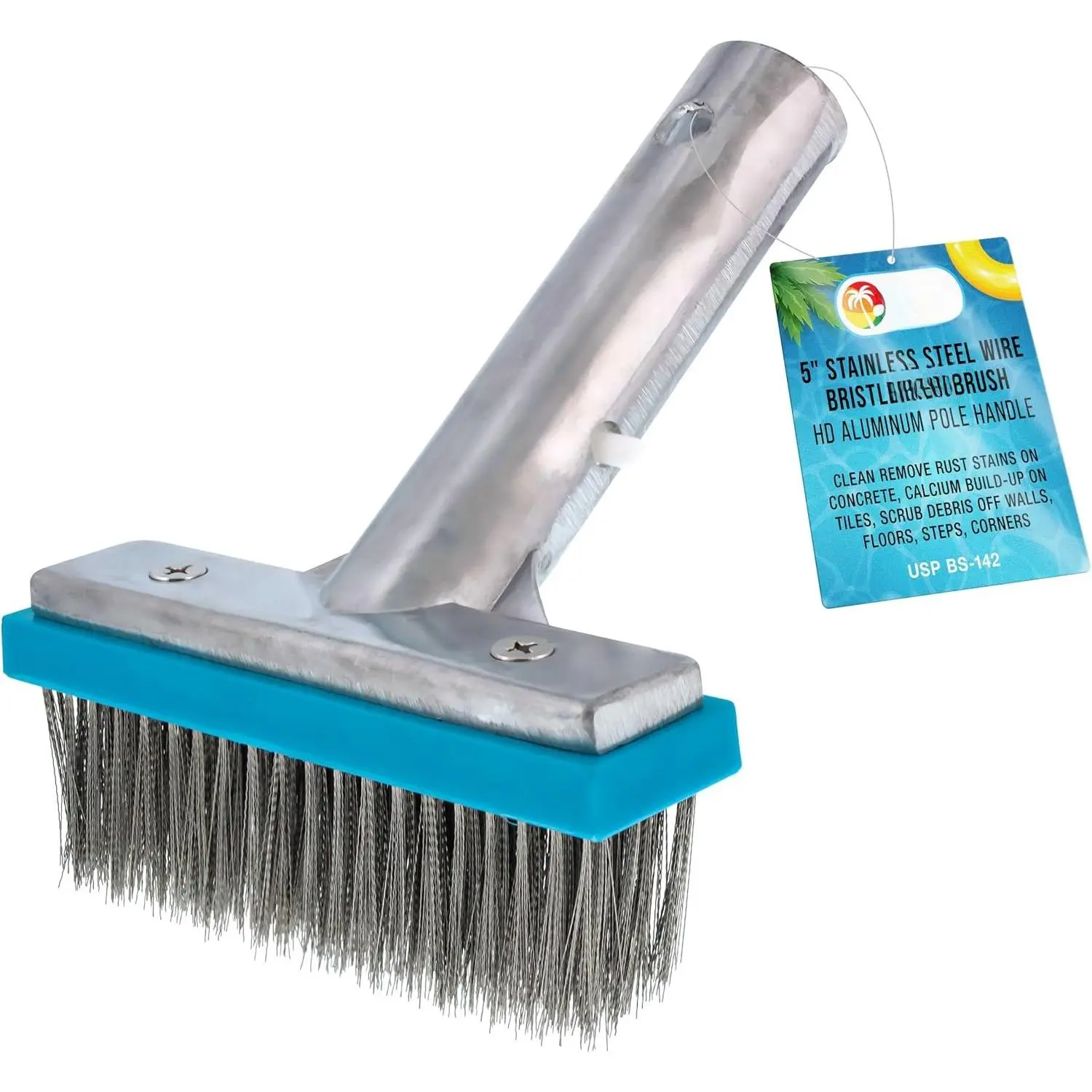 Brush  for Inground s - 5" Stainless Steel  Brush, Metal Wire Bristles, Scrubbing  Brushes - Remove Calcium Build-Up  Tiles, Rust Stains  Concrete Walls