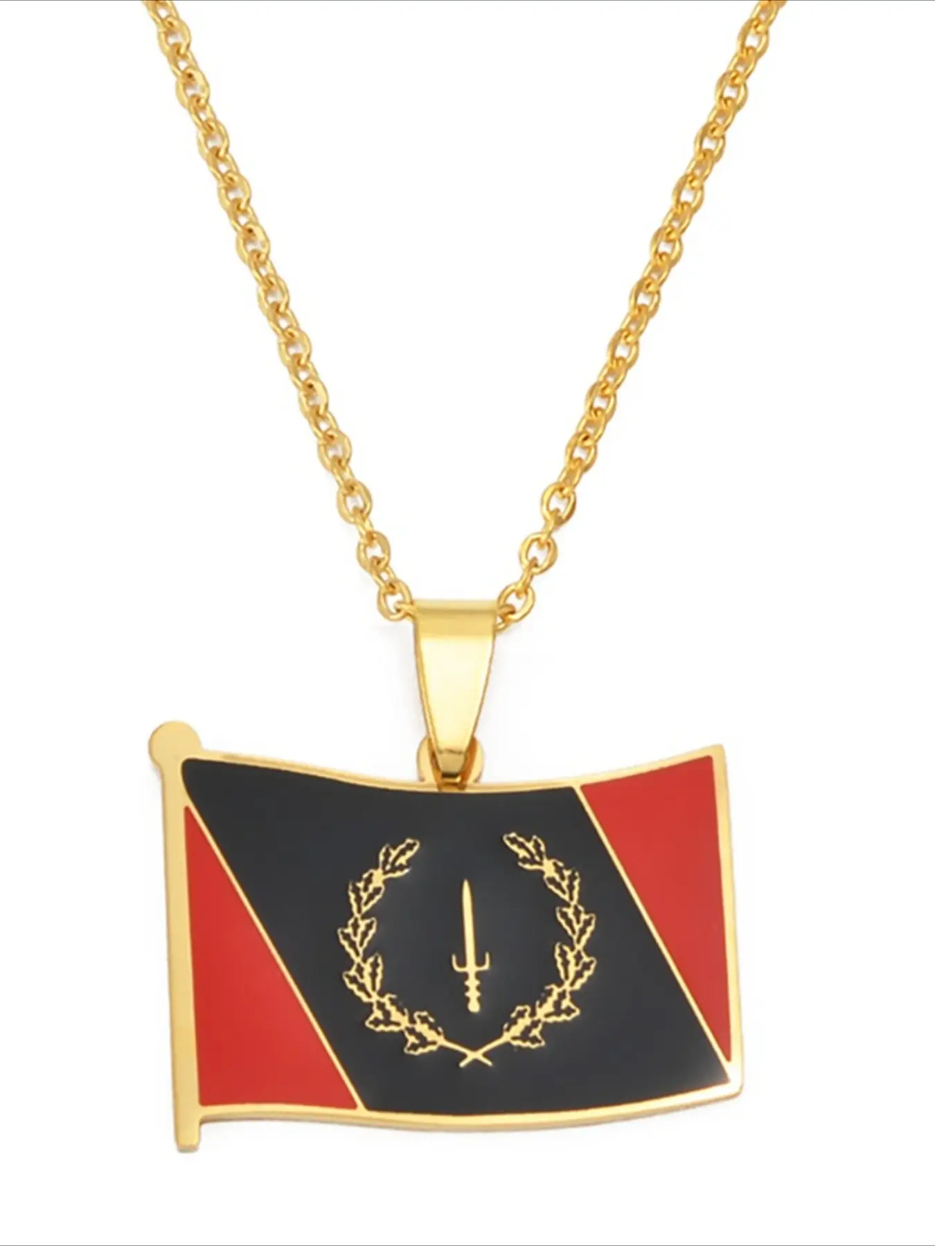 1pc African American Flag Pendant Necklaces for Women Men Stainless Steel Chain Jewelry