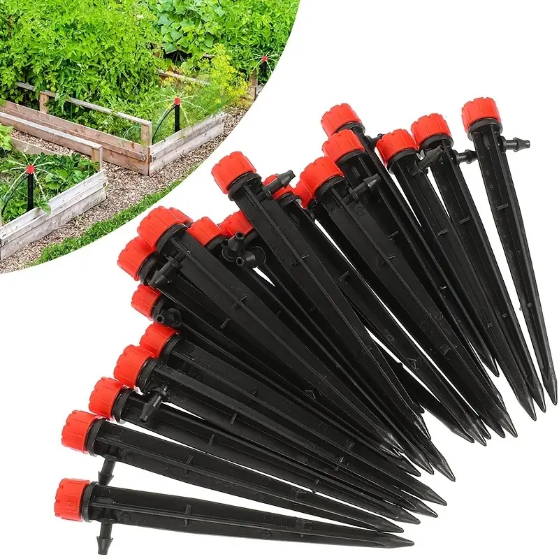 100 Pcs Bulk Sprinkler Set - 360-Degree Adjustable Automated Watering Equipment, 5-Inch Heavy-Duty Plastic Arrow Ground Stakes, 8-Hole Flow Control Adjustable Spray Head, for Outdoor Garden Accessories, Greenhouse Watering