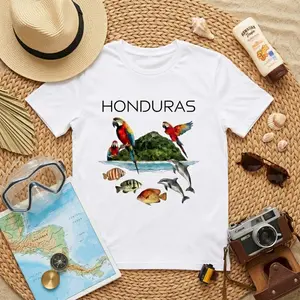 Honduras Travel Souvenir T-Shirt, Tropical Wildlife Graphic Tee, Roatan Island Vacation Shirt for Men Women Vintage Gengar Ghost Anime.My Caribbean Trip Souvenir: This Honduras Nature Tee - Womens Polyester Vacation Top
