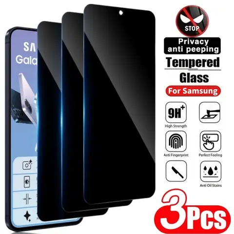 3 Pcs Privacy Tempered Glass Cellphone Smartphone Screen Protector Phone Accessory for Samsung Galaxy A57 5g A56 A55 A53 A17 5g A07 5g A27 A26 A33 A34 A35 A37 4g/5g A73 A72 , Full Coverage, 9h+ Hardness, Bubble-Free