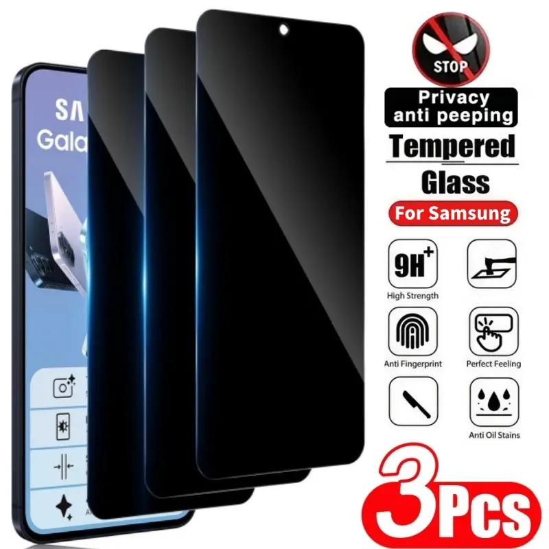 3 Pcs Privacy Tempered Glass Cellphone Smartphone Screen Protector Phone Accessory for Samsung Galaxy A57 5g A56 A55 A53 A17 5g A07 5g A27 A26 A33 A34 A35 A37 4g/5g A73 A72 , Full Coverage, 9h+ Hardness, Bubble-Free
