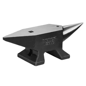 【DealsForYouDays】VEVOR Single Horn Anvil, 22Lbs Cast Steel Anvil, High Hardness Rugged Round Horn Anvil Blacksmith, Large Countertop and Stable Base, with Round and Square Hole, Metalsmith Tool for Bending and Shaping