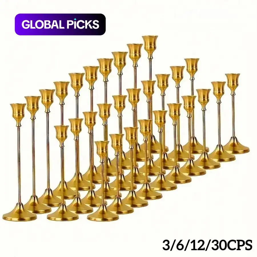 Romantic Metal Candle Holder Set, Taper Candle Holders, Candlestick Holders, Decorative Table Centerpieces for Home, Hotel, Wedding and Birthday Parties, No Candles Included, Festive Home Decor, Decoration Items, Candle Stand #GLOBAL PICKS