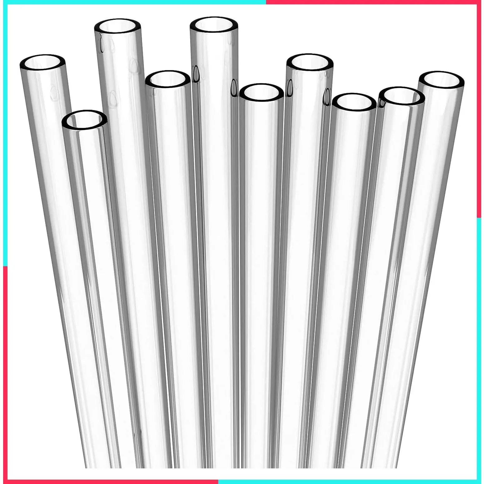10 Pack Short Clear Hard Plastic Reusable Drinking Straws with Sturdy Cleaning Brush - BPA Free, Dishwasher Safe - for Cocktails, Small Cups, Kids Drinks
