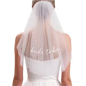 Bride to Be Sash Veil,Double Layer Pearl Embroidered Wedding Veil,  Bachelorette Party Accessories, Bridal Shower Decorations, Engagement Gifts for Bride