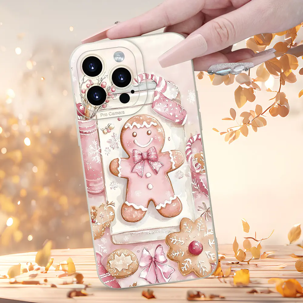 Cute Christmas gingerbread man-themed phone cases that provide all-around, sturdy protection. Compatible with iPhone 17, 17 Air, 17 Pro Max, 16, 15, 14, 13, 12, and 11 series models, these cases make great gifts for friends, family, boyfriends, and girlfr