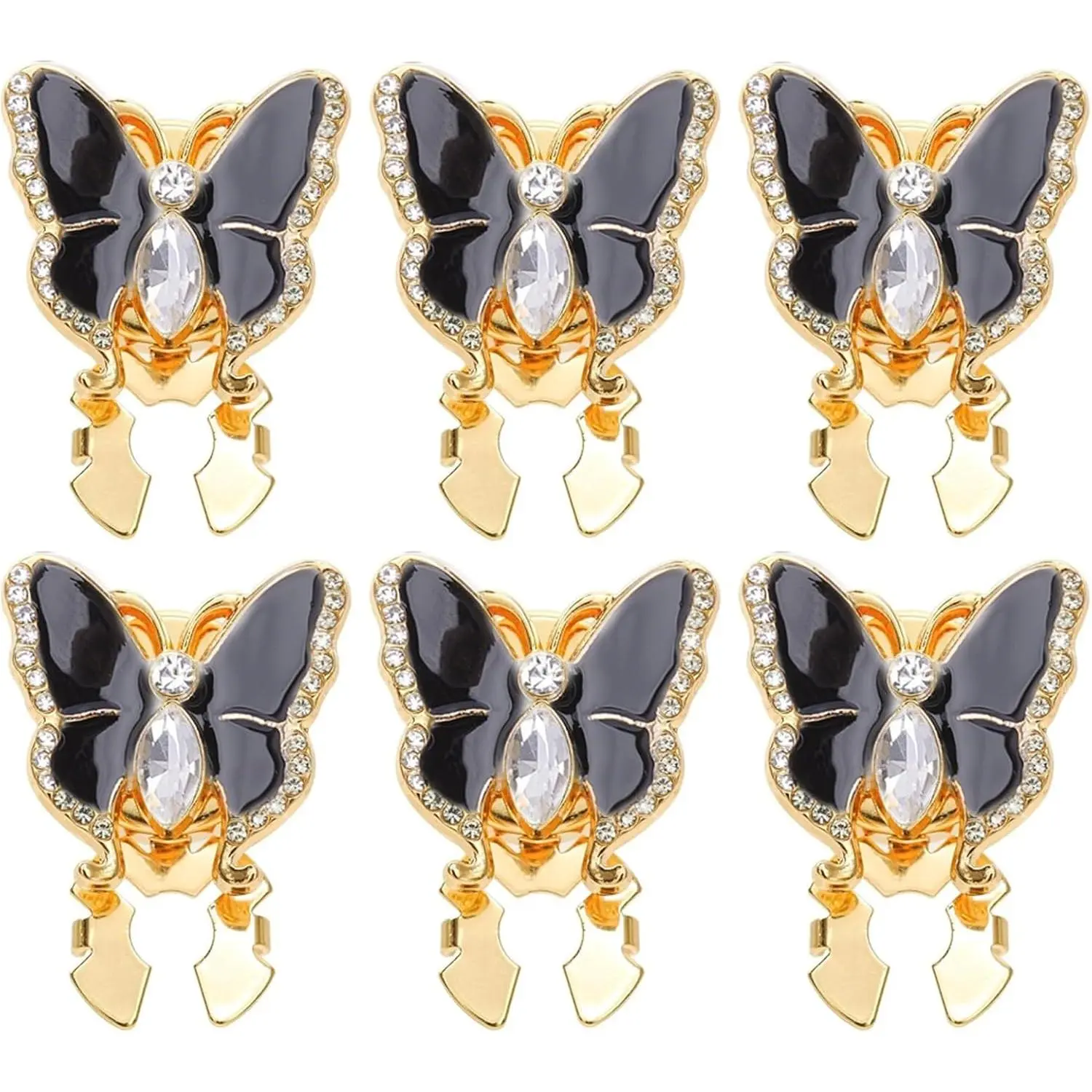 6 PCS Butterfly Button Covers Rhinestone Button Covers Fashion Black Butterfly Replacement Buttons for Women Men Sewing DIY Decorative for Dress Shirt Tuxedo Blouses Dresses Clothing Fancy Accessories