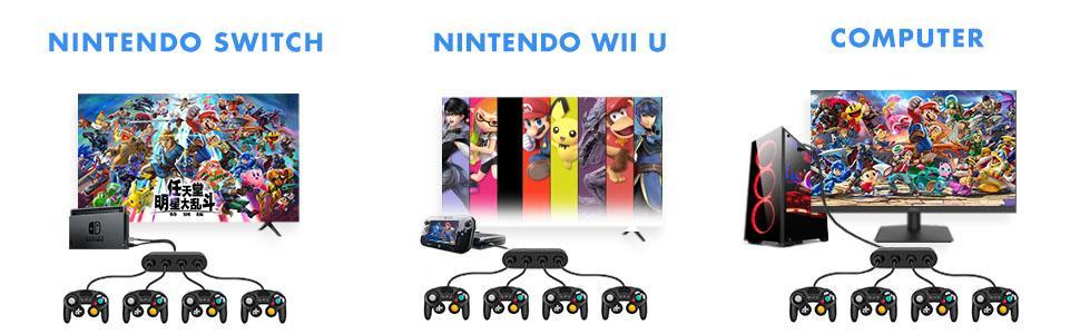 Adapter for Nintendo Switch Gamecube Controller Adapter and Wii U and PC, Super Smash Bros Retro Gamecube Controller Adapter Support Turbo and Vibration Features with 180cm USB Cable Adapter for Nintendo Switch Gamecube Controller Adapter and Wii U and PC, Super Smash Bros Retro Gamecube Controller Adapter Support Turbo and Vibration Features with 180cm USB Cable