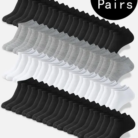 【Black Friday】Men’s Solid-Color Ankle Socks, Low-Cut Training Socks in Breathable Fabric for Comfortable Daily Wear, Multipack in Black, Gray, and White