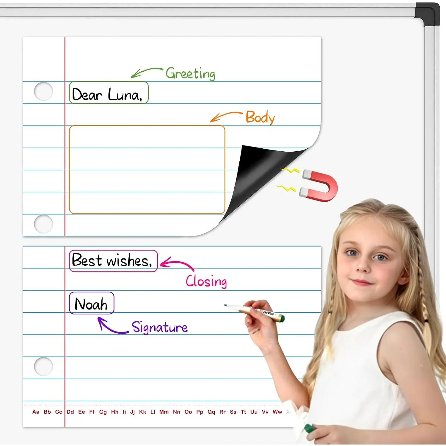 Giant  Notebook Paper Dry Erase Lined White Board | Handwriting Paper Teaching Supplies Chart Paper for Teacher Essentials Homeschool Elementary Classroom  Haves, 21.7”x 17"