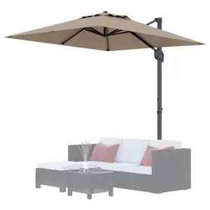 10x10FT Heavy Duty Cantilever Patio Umbrella, 360° Rotation Roman Style Square Market Umbrella, Rust-Proof Aluminum Iron Frame Adjustable Tilt, UV Resistant Polyester Oxford with Cross Base for Garden Deck Pool Backyard