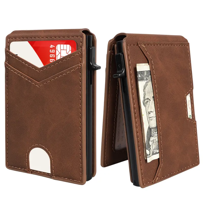 Men's Solid Aluminium Card Holder, Pop-Up Wallet with RFID Blocking Protection, Multi-Slot Storage and ID Holder Card Slots Pocket Card Organizer