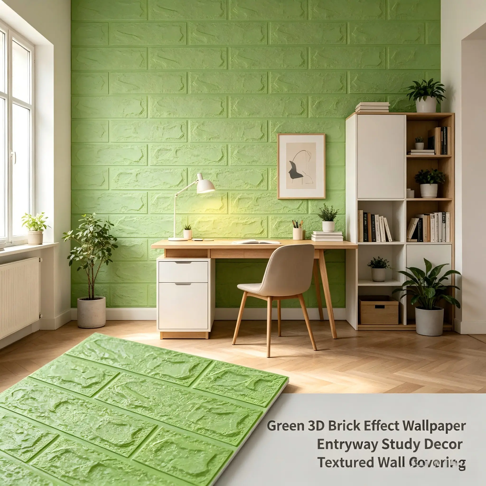 3D Brick Effect Self Adhesive Wall Panels, White Foam Textured Wall Tiles, DIY Wall Decor for Living Room Bedroom Entryway, Foam Brick Wallpaper