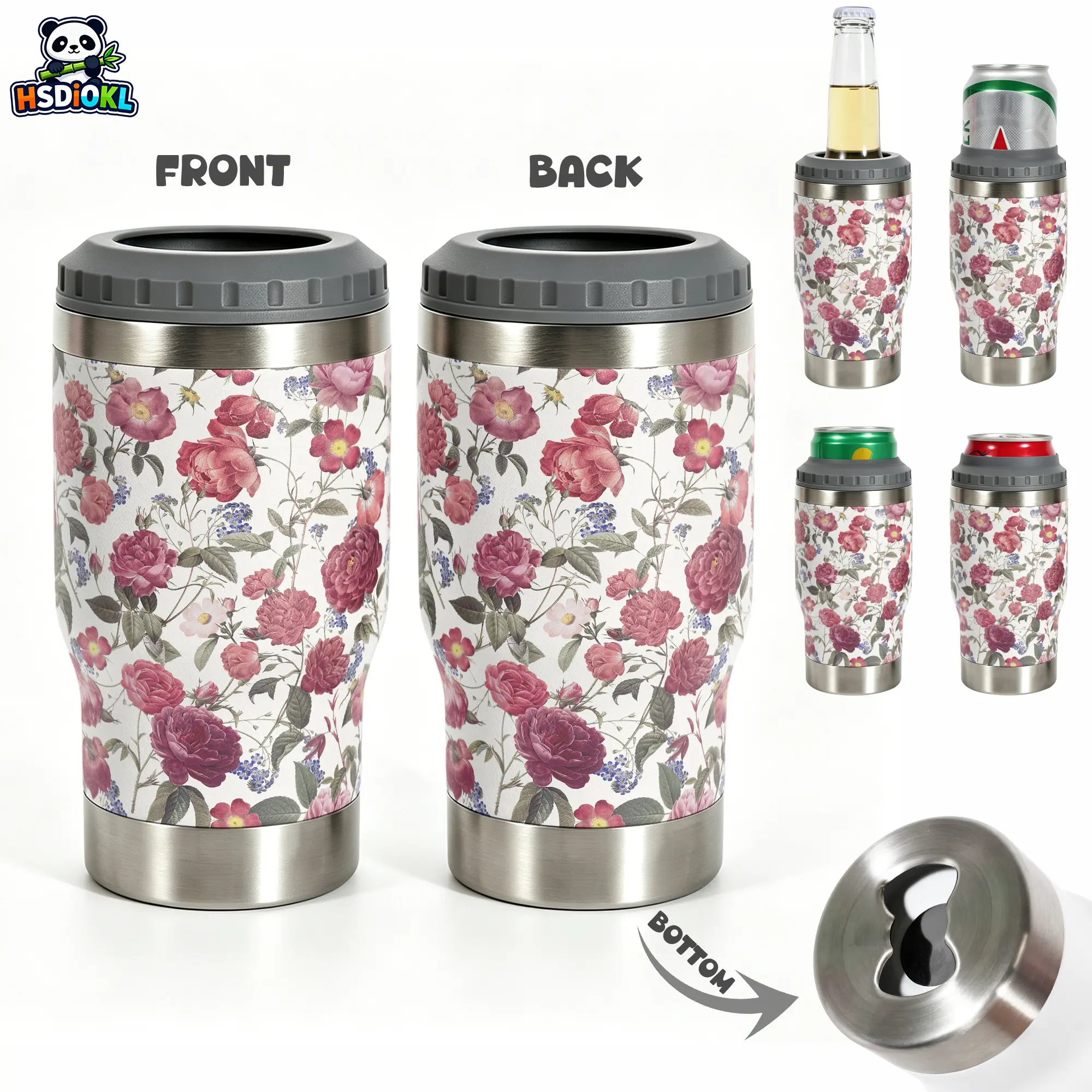 1 pc, 14oz 2-in-1 Vacuum Insulated Can Cooler with Bottle Opener, Stainless Steel Beer Can Insulator Multi-functional Drink Holder, Ideal Beer Gifts for Men, Perfect for BBQ, Camping, Beach Party, Road Trip & Tailgate