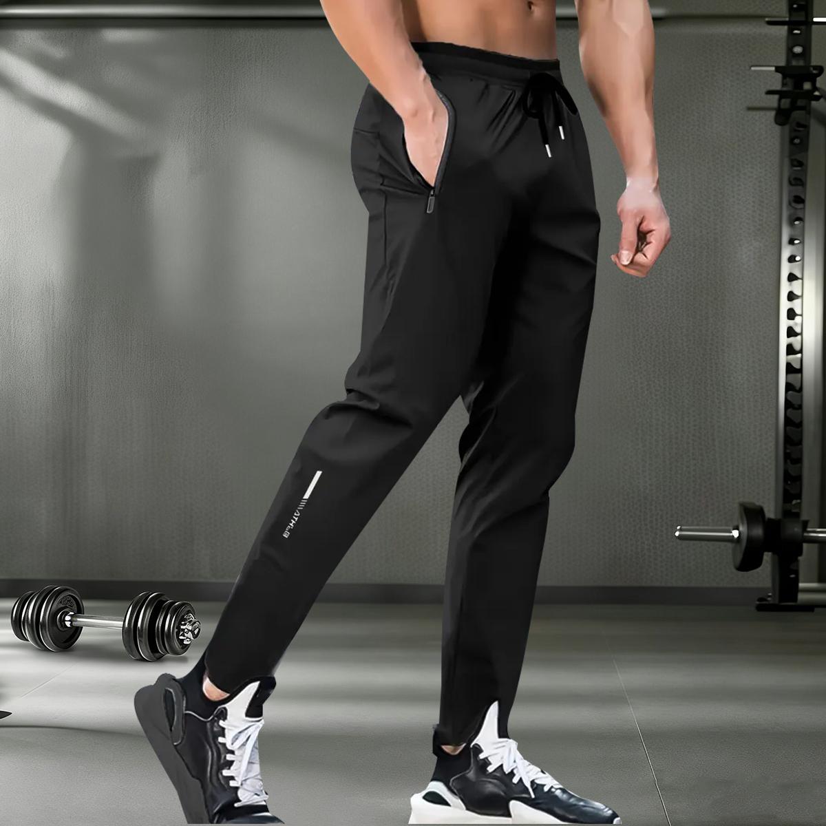 Men's 3-piece set ice silk breathable sports pants - moisture-wicking, quick-dry, lightweight, loose fit, suitable for outdoor training, gym workouts, hiking