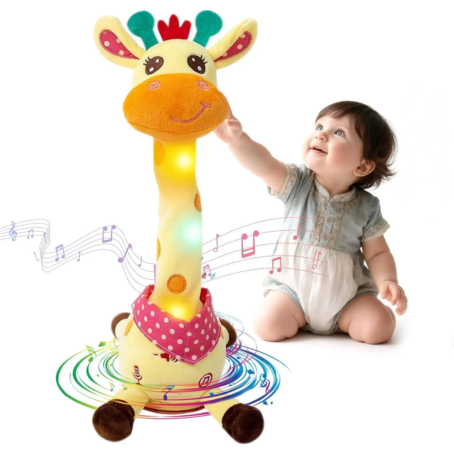 Dancing Talking Giraffe Toy Stuffed Plush, Cute Interactive Talking Giraffe Gift  Girls Boys Kids, Musical Baby Toys Singing 10 Children's Song Repeats What You Say New model