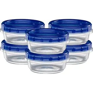 Twist Top Deli Containers Food Storage Containers Blue Screw on Lid Reusable Stackable Leakproof Airtight, pack of 10-8 oz containers